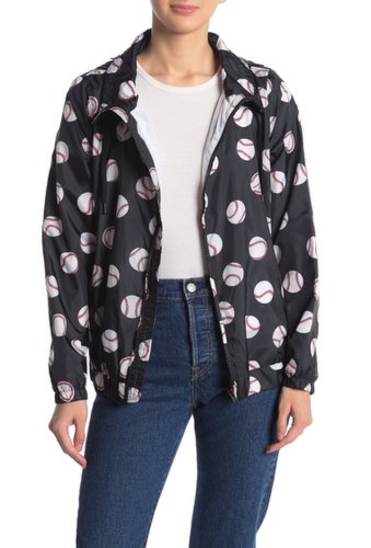 Imbracaminte femei love moschino baseball print zip front jacket baseball blackw