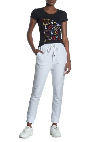 Imbracaminte femei love moschino solid logo pocket joggers optical white