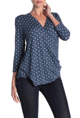 Imbracaminte femei loveappella geometric print draped shirt navy