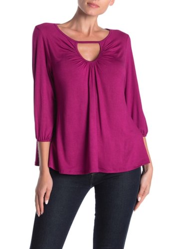 Imbracaminte femei loveappella ruched keyhole cut out shirt magenta