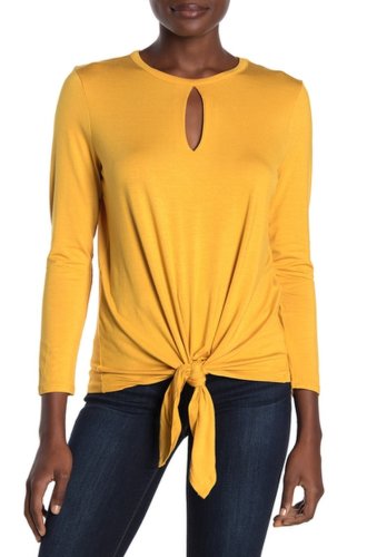 Imbracaminte femei loveappella tie front knit top mustard