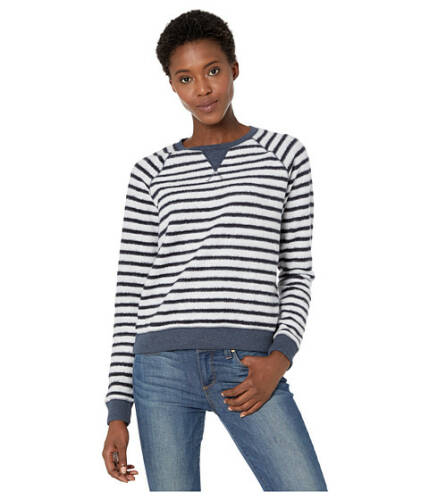 Imbracaminte femei lucky brand brushed stripe sweatshirt navy multi