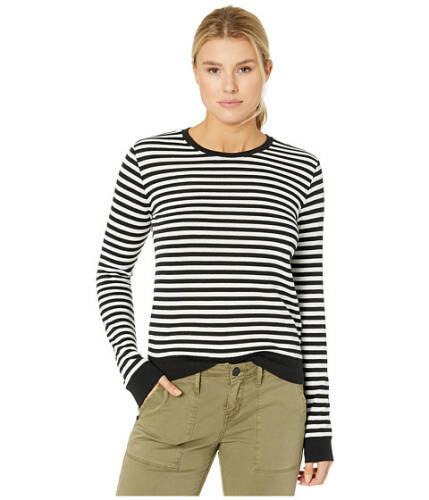 Imbracaminte femei lucky brand stripe scoop neck pullover sweatshirt black multi