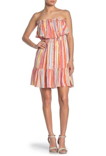 Imbracaminte femei lush colorblock stripe strapless dress orange-min