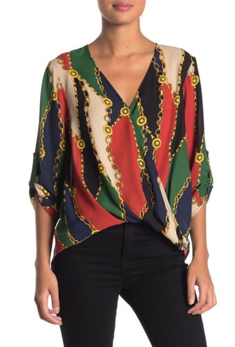 Imbracaminte femei lush crossover print twist highlow hem blouse color bloc