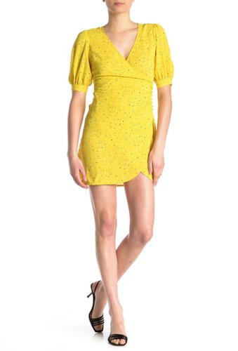 Imbracaminte femei lush ditsy print button wrap dress yellow pr