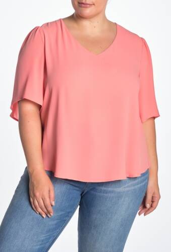 Imbracaminte femei lush dolman sleeve v-neck blouse plus size shell pink