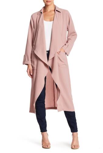 Imbracaminte femei lush draped open front trench duster pink adobe