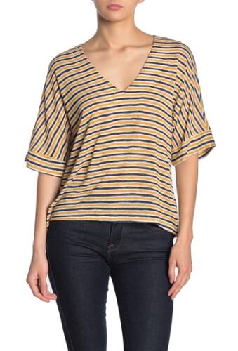 Imbracaminte femei lush stripe drop shoulder t-shirt musta-navy