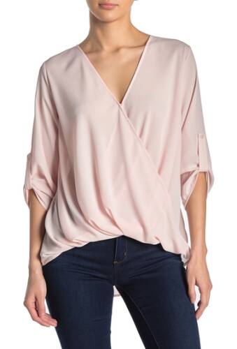 Imbracaminte femei Lush surplice draped highlow blouse pink cryst