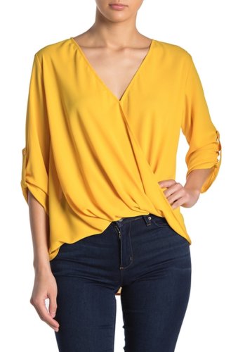 Imbracaminte femei lush surplice draped highlow blouse yellow rod