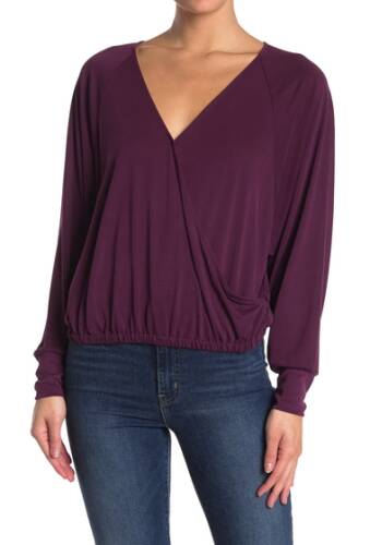 Imbracaminte femei lush surplice long sleeve top purple