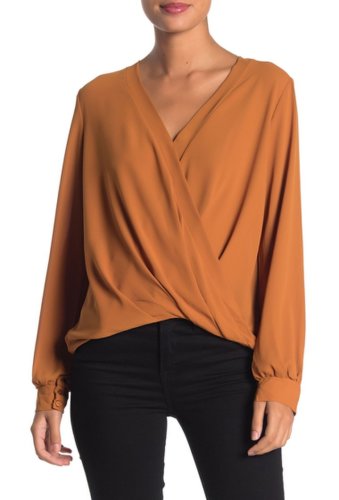 Imbracaminte femei lush surplice neck draped crossover blouse pumpkin sp