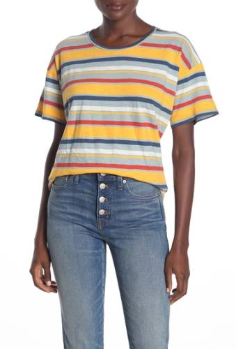 Imbracaminte femei madewell carlsbad colorblock stripe crew neck t-shirt regular plus size antique blue