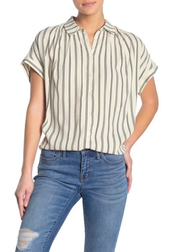 Imbracaminte femei madewell central stripe drapey shirt ascot stripe parchme