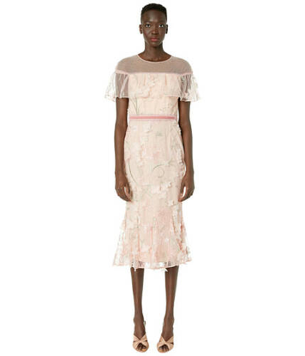 Imbracaminte femei marchesa off the shoulder embroidered cocktail dress blush