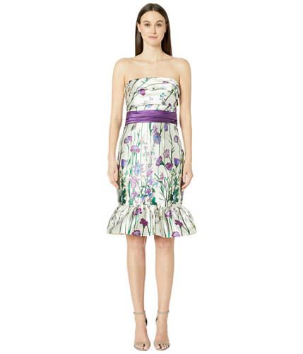 Imbracaminte femei marchesa strapless printed floral cocktail ivory