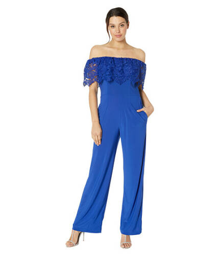 Imbracaminte femei marina jersey off the shoulder jumpsuit with lace popover cobalt