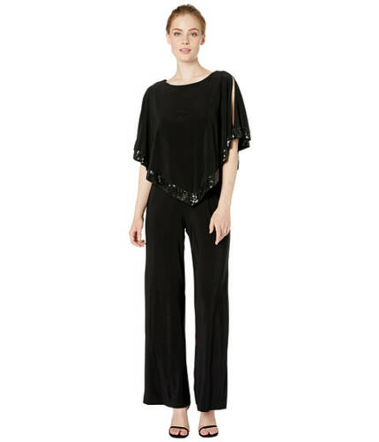 Imbracaminte femei marina jumpsuit with cape and sequin edging black