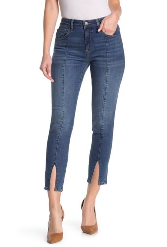 Imbracaminte femei mavi jeans tess slit crop skinny jeans lt blocking denim