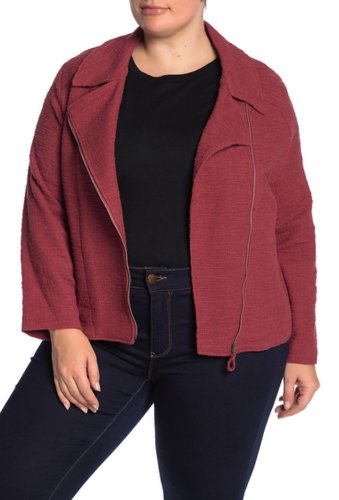 Imbracaminte femei max studio notch collar knit jacket plus size brick816