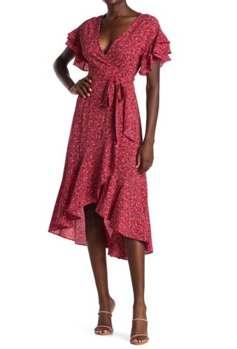 Imbracaminte femei max studio ruffle crepe highlow wrap midi dress redbludw