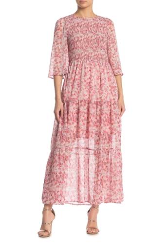 Imbracaminte femei melloday floral smocked bodice maxi dress pink multi