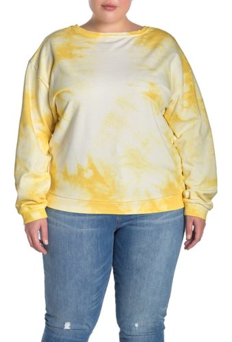 Imbracaminte femei melloday tie-dye crew neck sweatshirt plus size yellow