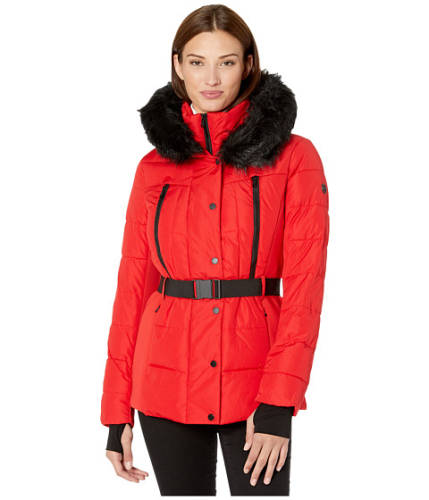 Imbracaminte femei michael kors active jacket with logo belt and hood a420380tz red