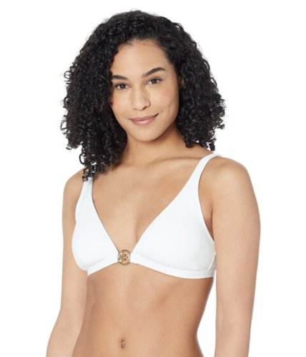 Imbracaminte femei michael michael kors essentials solid triangle bikini top white