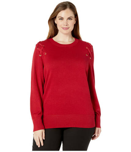 Imbracaminte femei michael michael kors plus size x- detail long sleeve crew sweater red currant