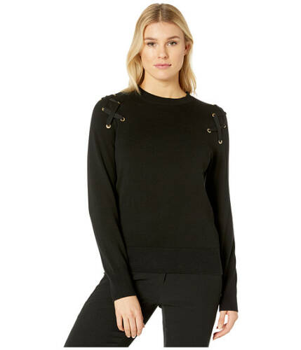 Imbracaminte femei michael michael kors x- detail long sleeve crew sweater black