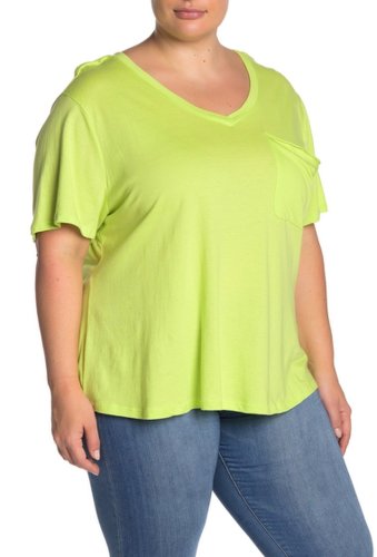 Imbracaminte femei modern designer short sleeve v-neck t-shirt plus size green glow