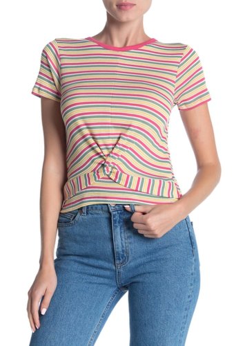 Imbracaminte femei modern designer striped twist front t-shirt 23qx frui