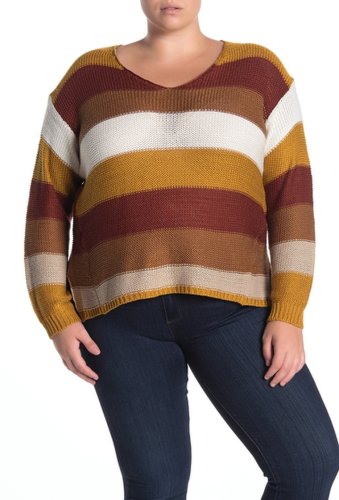Imbracaminte femei modern designer v-neck striped sweater plus size cbb907 dij