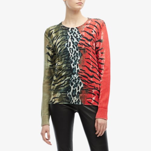 Imbracaminte femei neil barrett hybrid leopard sweater tiger camelred