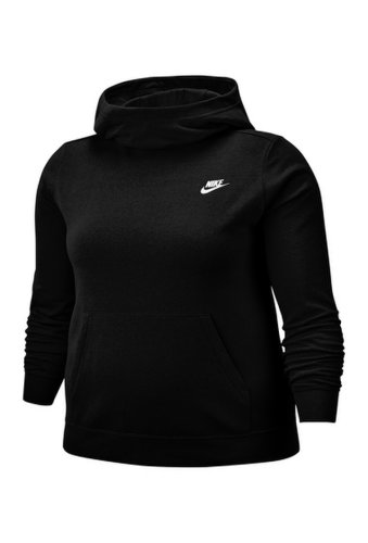 Imbracaminte femei nike fleece funnel neck hoodie plus size blackwhite