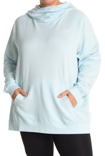 Imbracaminte femei nike fleece funnel neck hoodie plus size g bluewhite