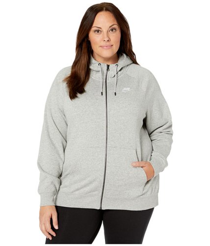 Imbracaminte femei nike plus size nsw essential hoodie full zip fleece dark grey heatherwhite