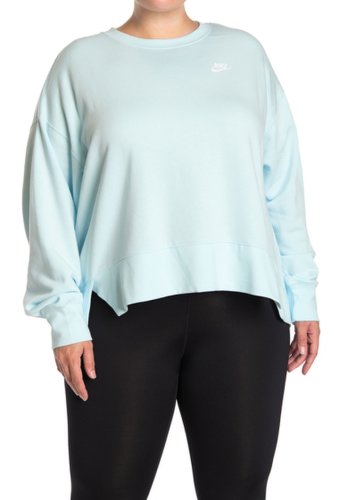 Imbracaminte femei nike sportswear crew club long sleeve pullover plus size glacier blueglacier bluewhit