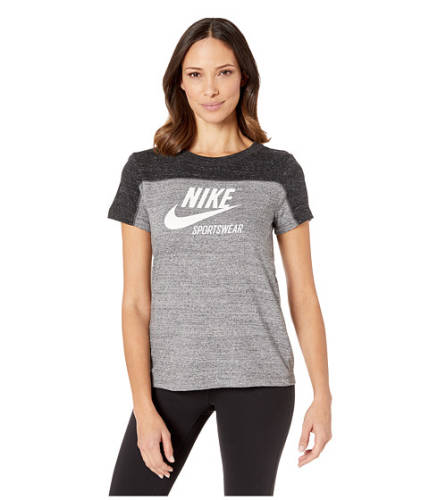 Imbracaminte femei Nike sportswear gym vintage top short sleeve graphics blackcarbon heathercool greysail
