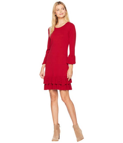 Imbracaminte femei nine west bell sleeve sweater dress w double ruffle hem rouge