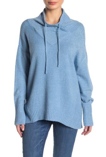 Imbracaminte femei philosophy apparel drawstring mock neck knit sweater petite misty blue