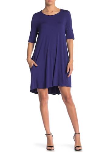 Imbracaminte femei philosophy apparel elbow sleeve knit swing dress blue