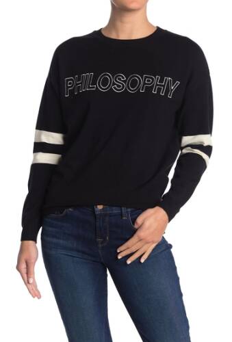 Imbracaminte femei philosophy apparel logo stripe trim knit pullover blkwht