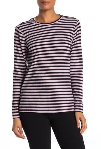 Imbracaminte femei philosophy apparel stripe rib knit shirt blacklila
