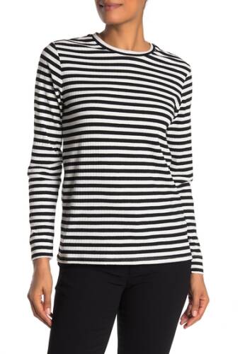 Imbracaminte femei philosophy apparel stripe rib knit shirt blackwhite veranda