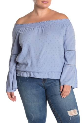 Imbracaminte femei planet gold long sleeve solid off the shoulder blouse plus size forever blue