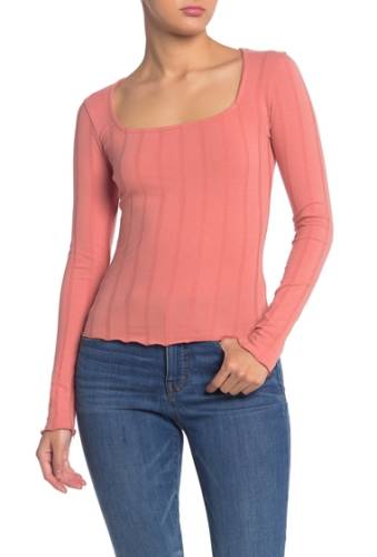 Imbracaminte femei planet gold ribbed knit square neck top desert sand