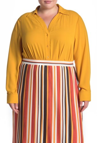 Imbracaminte femei pleione button front blouse plus size mustard